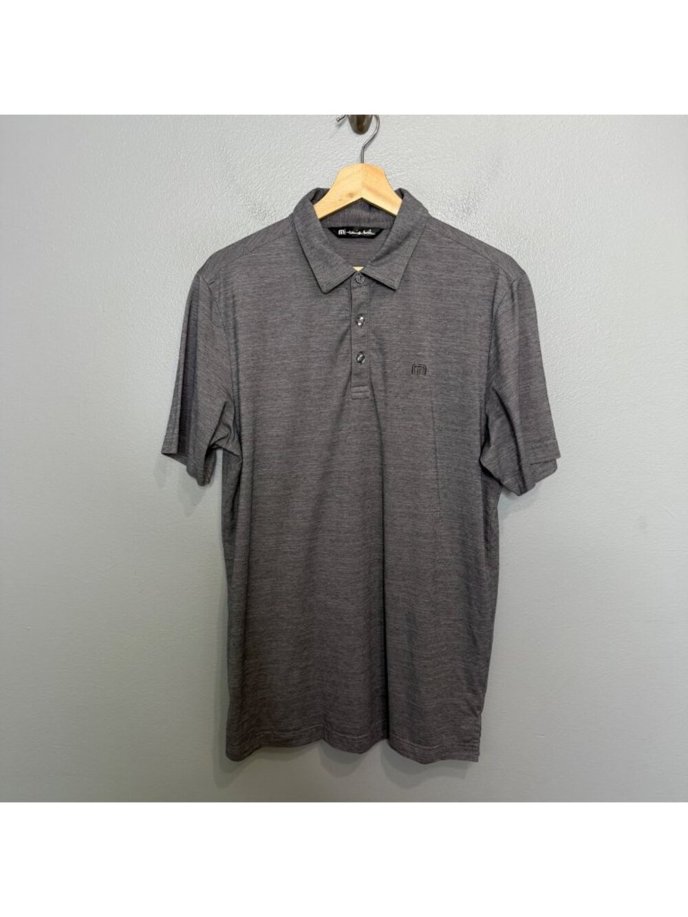 TRAVIS MATHEW heather gray short sleeve polo size M